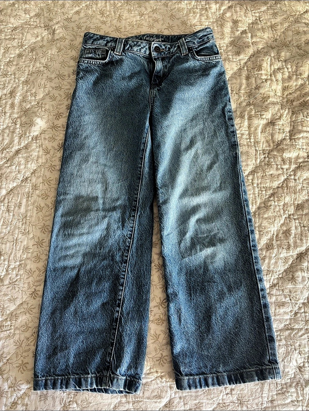 Cat & Jack Girls' Mid-Rise Wide Leg Jeans Wide Leg Jeans in Blue Waist 10